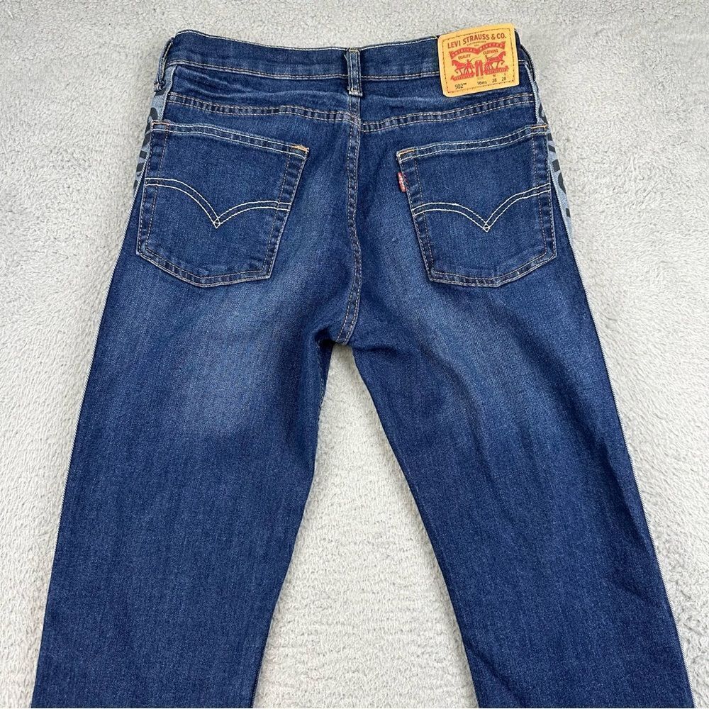 Levis 502 Jeans Womens 16 Regular Blue  Tapered Leg Stipe Logo Denim Prep 28x29* - Picture 7 of 16